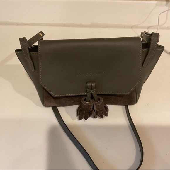 Longchamp bag “Penelope” dr green leather/suede with dust bag. Perfect condition - Picture 3 of 8